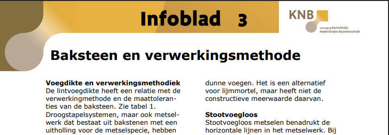 Baksteen en verwerkingsmethode