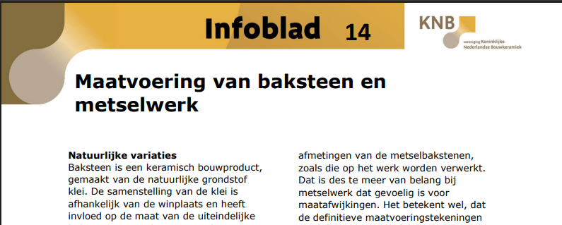 Maatvoering van baksteen en metselwerk