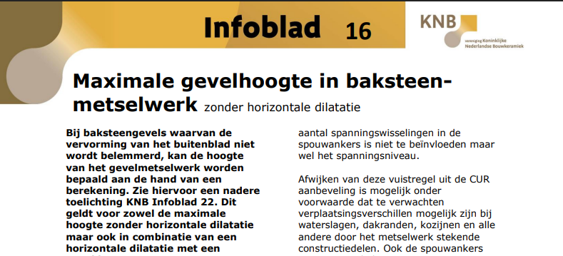Maximale gevelhoogte in baksteenmetselwerk
