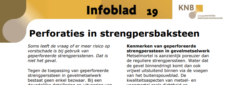Perforaties in strengpersbaksteen