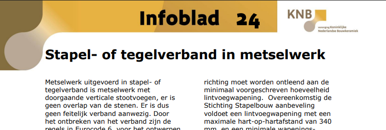 Stapel- of tegelverband in baksteenmetselwerk