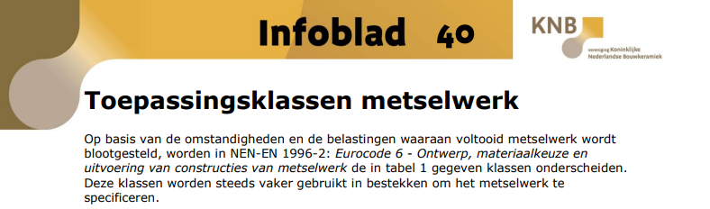 Toepassingsklassen metselwerk