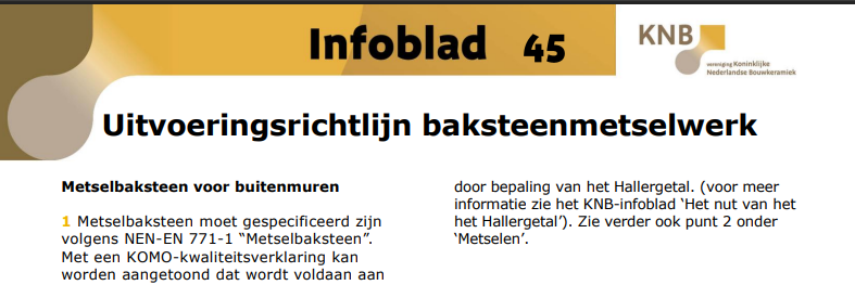 Uitvoeringsrichtlijn baksteenmetselwerk